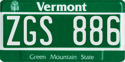 VT license plate ZGS886
