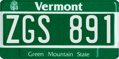 VT license plate ZGS891