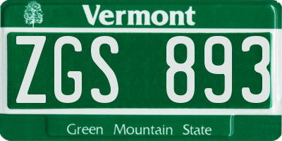 VT license plate ZGS893