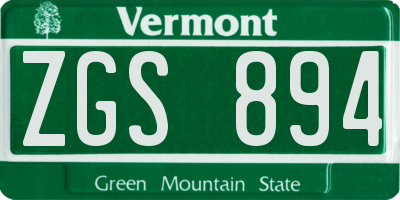 VT license plate ZGS894