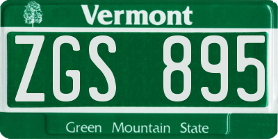 VT license plate ZGS895