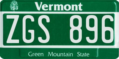 VT license plate ZGS896