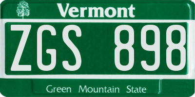 VT license plate ZGS898