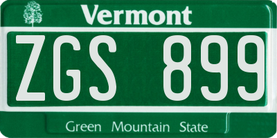 VT license plate ZGS899