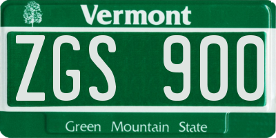 VT license plate ZGS900