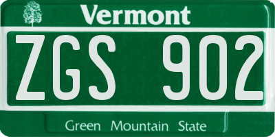 VT license plate ZGS902