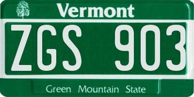 VT license plate ZGS903