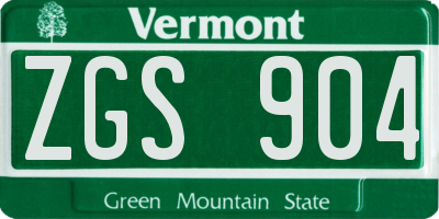 VT license plate ZGS904