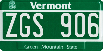 VT license plate ZGS906