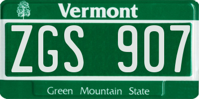 VT license plate ZGS907