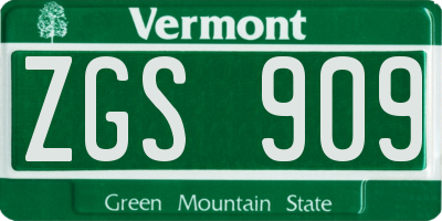 VT license plate ZGS909