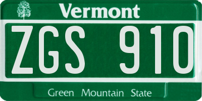 VT license plate ZGS910