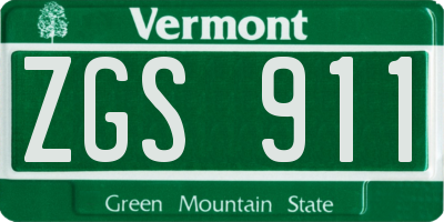 VT license plate ZGS911