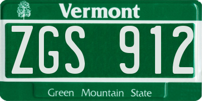 VT license plate ZGS912