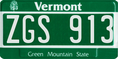 VT license plate ZGS913