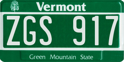 VT license plate ZGS917