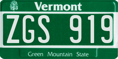 VT license plate ZGS919