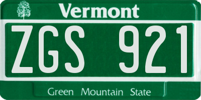 VT license plate ZGS921