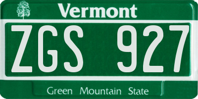 VT license plate ZGS927