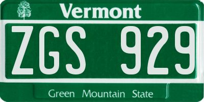 VT license plate ZGS929