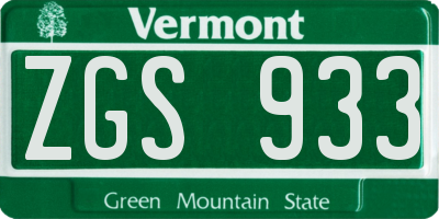 VT license plate ZGS933