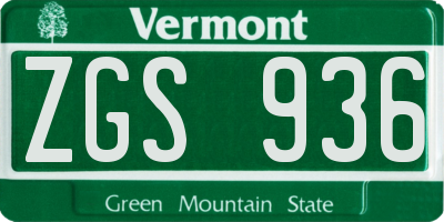 VT license plate ZGS936