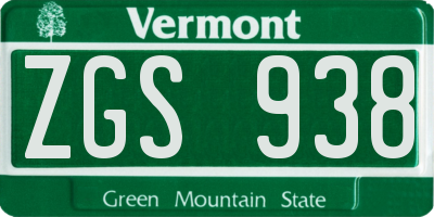 VT license plate ZGS938