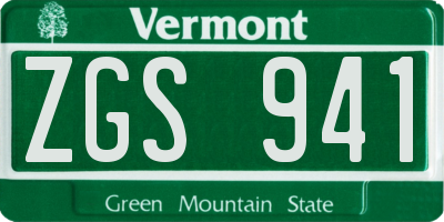VT license plate ZGS941