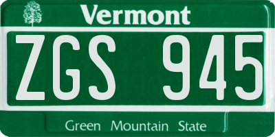 VT license plate ZGS945