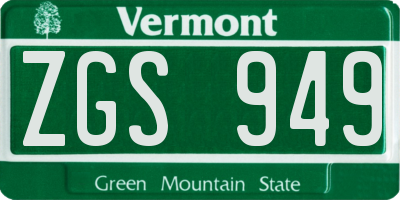 VT license plate ZGS949