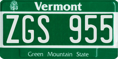 VT license plate ZGS955