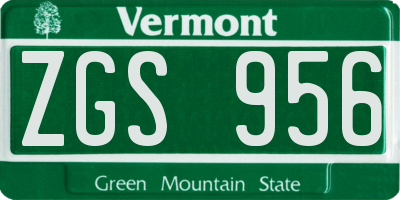 VT license plate ZGS956
