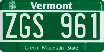 VT license plate ZGS961