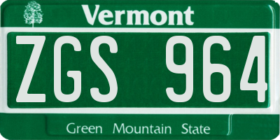 VT license plate ZGS964
