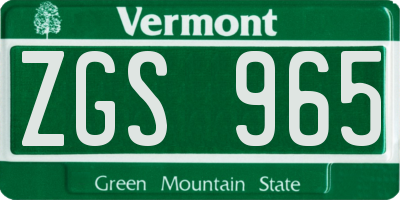 VT license plate ZGS965