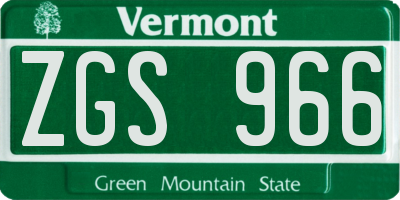 VT license plate ZGS966