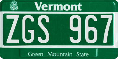 VT license plate ZGS967