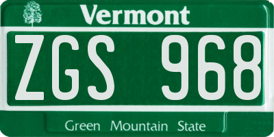 VT license plate ZGS968