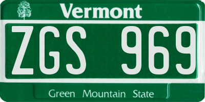 VT license plate ZGS969