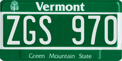 VT license plate ZGS970