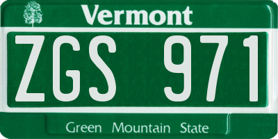 VT license plate ZGS971