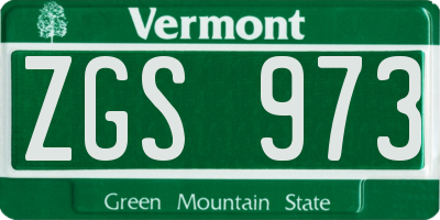 VT license plate ZGS973