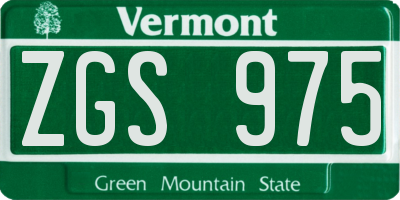 VT license plate ZGS975
