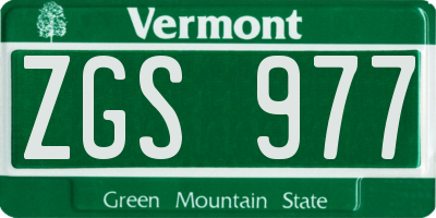 VT license plate ZGS977