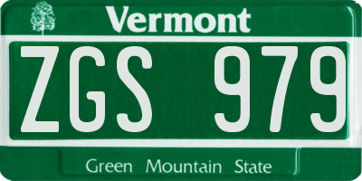 VT license plate ZGS979