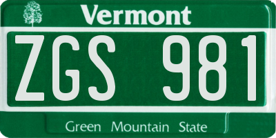 VT license plate ZGS981