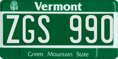 VT license plate ZGS990