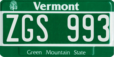 VT license plate ZGS993