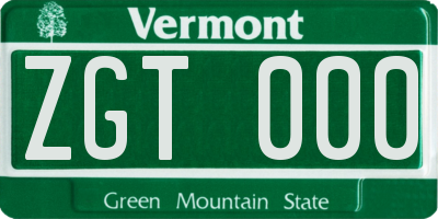 VT license plate ZGT000