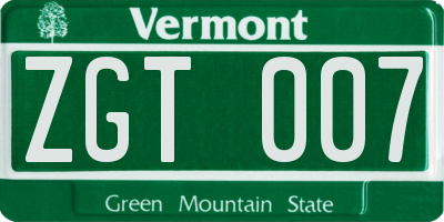VT license plate ZGT007